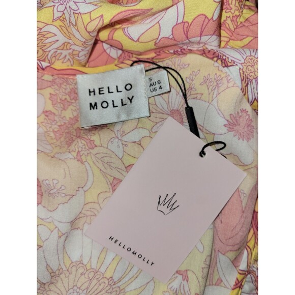 Hello Molly Floral Tie Front Jumpsuit Size 4 Wide Leg Flowy Boho Cottage NEW - Picture 6 of 7